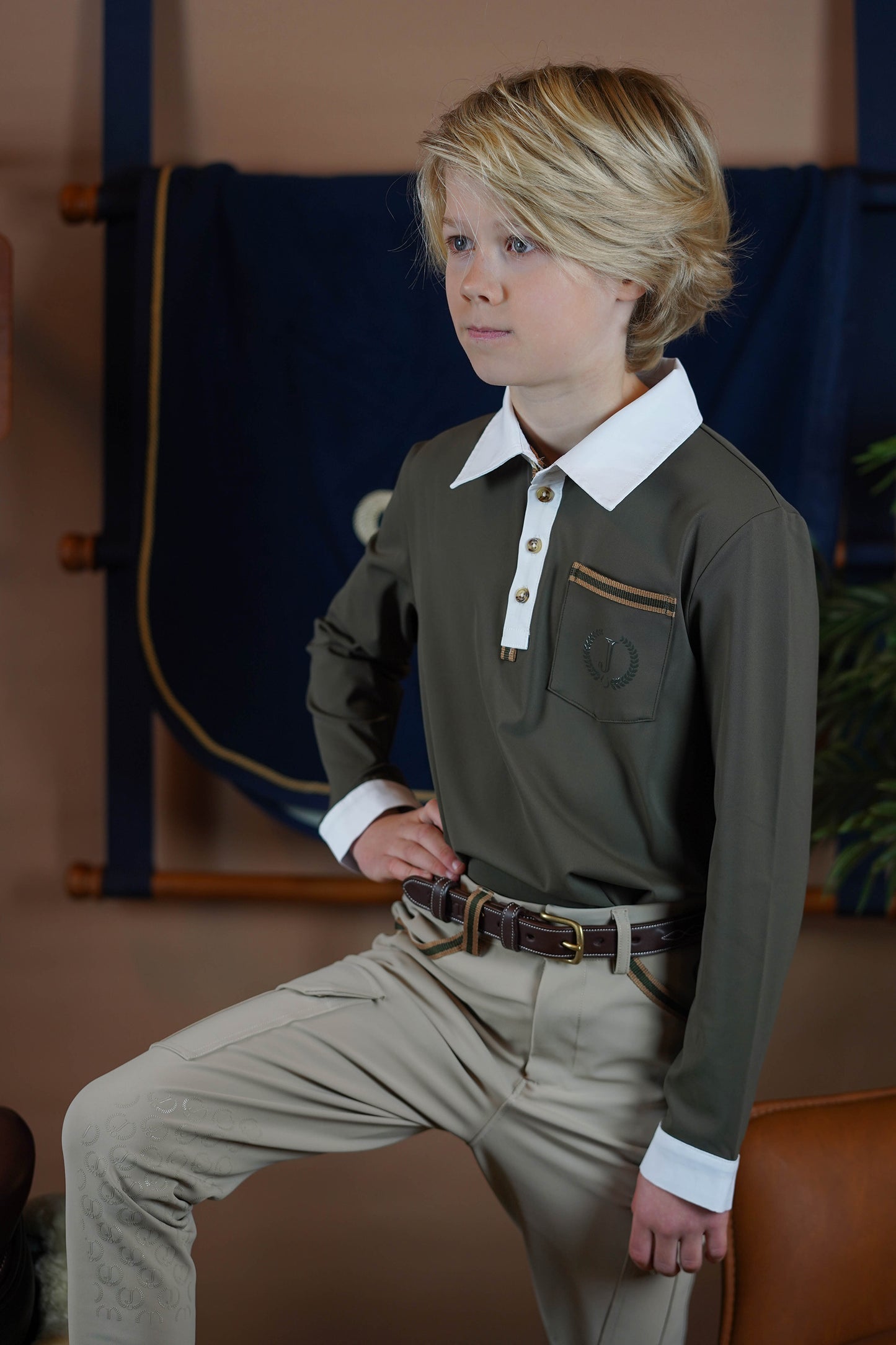 Show shirt Boys Long Sleeves Dexter Khaki Taupe