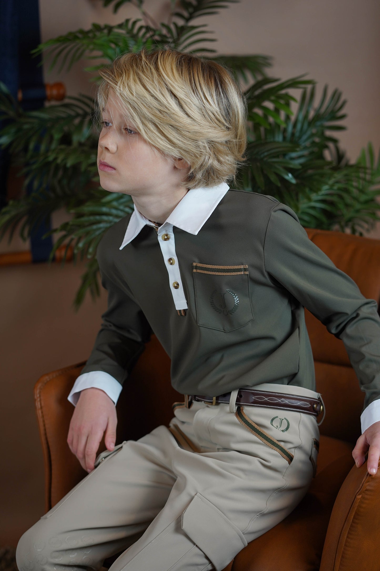 Show shirt Boys Long Sleeves Dexter Khaki Taupe