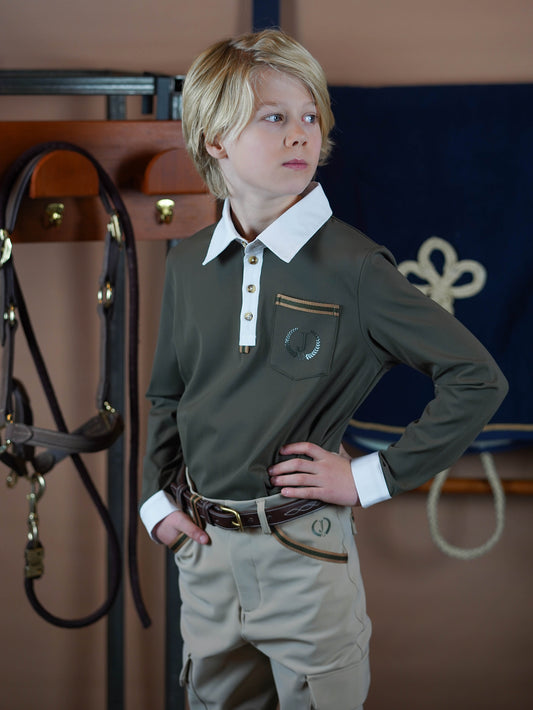 Show shirt Boys Long Sleeves Dexter Khaki Taupe
